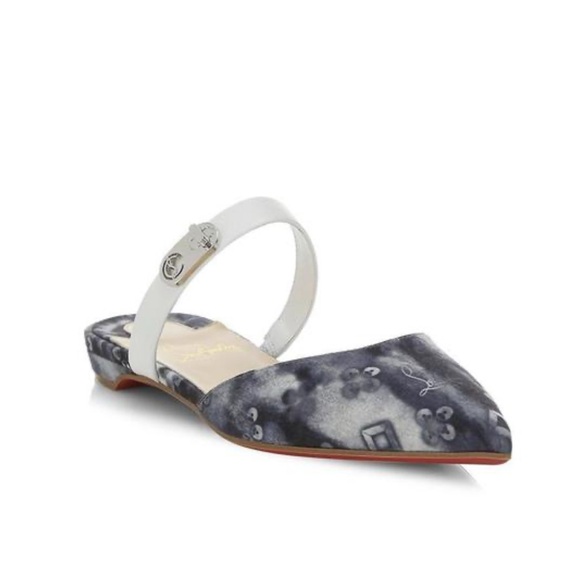 Christian Louboutin Denim Flat Mules - Picture 2 of 5